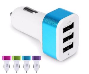 Adaptor Charger Mobil Saver Car Charger 3 in 1 3 Output Tanpa Kabel