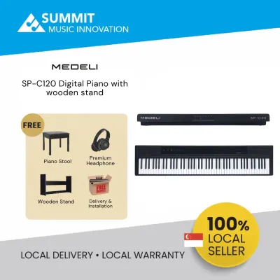 MEDELI SP-C120 Digital Piano with wooden stand Black (MEDELI SPC120 Black Digital Piano) (88 Keys Digital Piano)