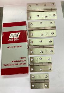 บานพับประตู บานพับตู้ สเตนเลส 304 Link ขนาด 2 - 4 นิ้ว แพ็คละ 1 ชิ้น พร้อมสกรูเกลียวปล่อยสเตนเลส