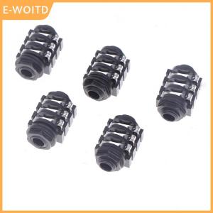 【E-WOITD】 5PCS Stereo Type Audio Jack PCB Panel Mount 6 Pin 1 4 6.35mm Dual Channel Female Stereo Headphone Jacks Socket Phone Jack