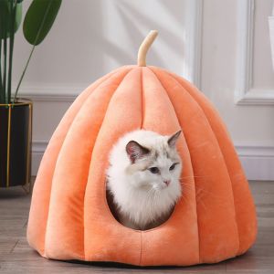 OUTOPEN Pumpkin With Cushion Sleeping Bed Pet Nest Kitten Cave Puppy Kitten Rabbit Cat House Cat Bed Pet Supplies Dog Kennel