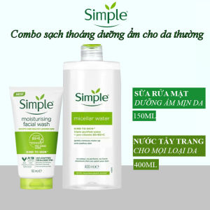 Combo Sữa rửa mặt Simple dưỡng ẩm + Nước tẩy trang Kind To Skin Micellar Cleansing Water