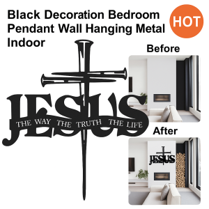 Black Metal Cross Wall Art Hanging Religious Jesus Cross Wall Decoration Truth Life Scripture 十字架墙饰