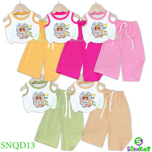 Combo 3 Bộ bé gái áo sát nách thun tâm gân hinh gấu baby cho bé gái 6-29kg.SNQD13