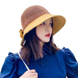 WININ Women Panama Hat Foldable UV Protection Sun Cap Beach Cap Bucket Hat Sunshade Hat