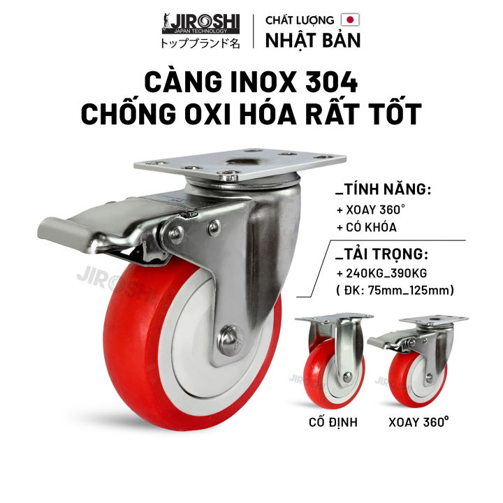 Bánh xe đẩy hàng chịu tải lớn, càng chất liệu INOX 304 chống ô xi hóa ...