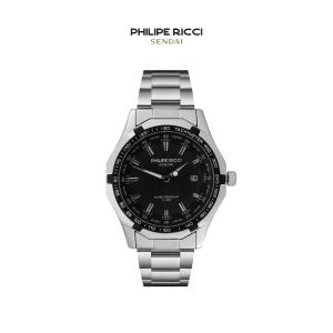 PhiLipe Ricci Sendai Jam Tangan Pria Rantai Besi Water Resist 100% Ori Keren Modern 6342  Free Box