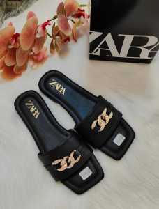 BIG SALE SANDAL  SELOP ZARA FLAT RANTAI KOREAN STYLE  CASUAL KEKINIAN TERMURAH