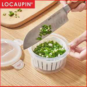 LOCAUPIN Fruit & Vegetable Storage Container with Drain Basket Food Strainer Colander Fresh Produce Organizer