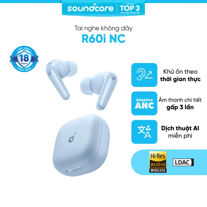 Tai nghe bluetooth khử ồn Soundcore R60i NC | Hires Audio| Chống ồn đến 52dB| Pin 50h | Phiên dịch | BigBuy360 - bigbuy360.vn Tai nghe bluetooth khử ồn Soundcore R60i NC | Hires Audio| Chống ồn đến 52dB| Pin 50h | Phiên dịch | BigBuy360 - bigbuy360.vn