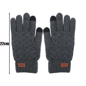 ถุงมือสำหรับผู้ใหญ่ X.z. MOONLIGH ฤดูใบไม้ร่วงและฤดูหนาวถุงมือสกีอบอุ่นผ้าแคชเมียร์แจ็คการ์ดหน้าจอสัมผัสถุงมือขนสัตว์ถักหนาป้องกันความหนาวเย็น