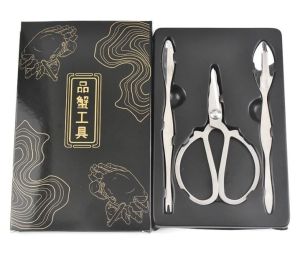 กรรไกรตัดก้ามปู แกะก้ามปู พร้อมกับไม้แคะเนื้อปู ช้อนตักแคะกระดองปู พกพา สแตนเลส อุปกรณ์ช่วยแกะปู แคะเนื้อปู ตัดขาปู