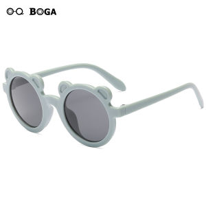 OQ BOGA 9 สีเด็กน่ารักหมีกรอบป้องกันรังสียูวีเด็กแว่นตากันแดดเด็กกลางแจ้งแว่นตากันแดดขอบเต็ม