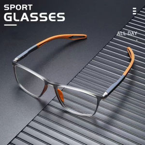 TANCO 6007 Fashion Sports Myopia Glasses for Men and Women Anti Blue Light HD Lens -1.0~-6.0 Nearsighted Eyeglasses with Soft Frame Suitable for Sports