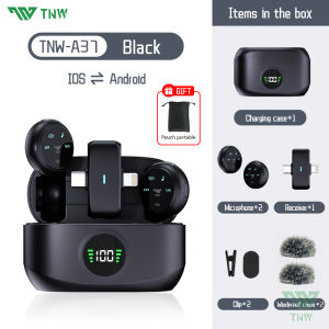 TNW A37-Sport Dual Wireless Lavalier Microphone Magnetic Mini Mic Noise Reduction With Charging Case