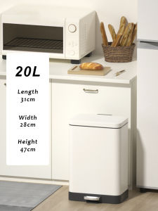 Plexor Tall Pedal Step Rubbish Bin with Silent Lid 20L/30L Stainless Steel Kitchen Trash Can with Cover Large Capacity Foot Pedal Garbage Bin with inner Barrels Home Dust Bin or Decor in Bathroom Restroom Kitchen or Bedroom
