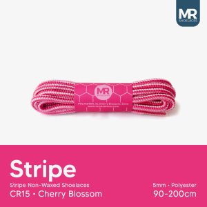 Mr Shoelaces CR15 Tali Sepatu Pink White (Cherry Blossom Pink Putih) Bulat Corak 5mm Non Waxed 70cm 80cm 90cm 100cm 120cm 150cm 180cm 200cm(Baca Deskripsi untuk Ukuran)