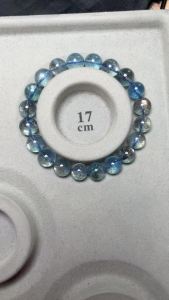 Natural Deep Blue Aquamarine CLear Round Beads Bracelet Flash 9.8mm Women Men Gift Fashion Brazil Aquamarine Jewelry AAAAA