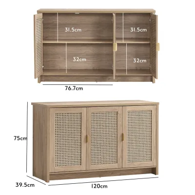 Furniture Direct MARIE 120cm 2 Door 3 Drawers Sideboard-Walnut