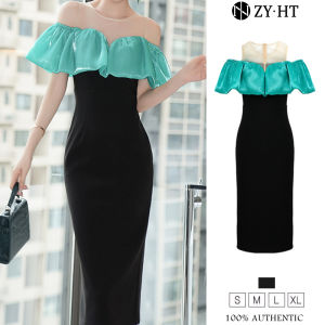 ZYHT EraVogue Womens Dress Cream Dress Fishtail Dress Shoulder Dress Work Dress Hiso Dress Vintage Dress Work Dress Party Dress Evening Dress 21140