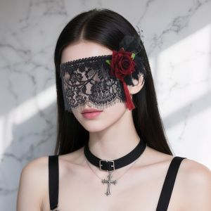 CHUNE066 spider Half-Face Lace Mesh Flower Feather Fancy Hollow Halloween Festival Party Girl