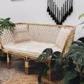 Ghế Sofa Mây Đan Caro Vintage Kèm Nệm ĐAN TRÀ - Bàn Ghế Mây Tre Đan. 