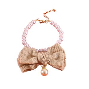 OUTOPEN Faux Pearls Pet Collar Adjustable With Bell Dog Collar Pet Accessories Cute Cat Necklace Pet