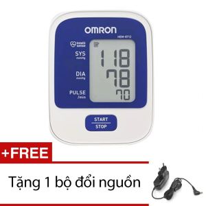Máy đo huyết áp bắp tay Omron Hem 8712 (Trắng phối xanh) Tặng bộ đổi nguồn Tốt