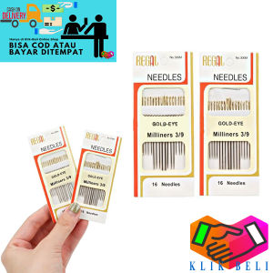 Klik-Beli Jarum Regal 3/9 Isi 16 Pcs Warna Emas Jarum Jahit Tangan Gold Eye Milliners Needles