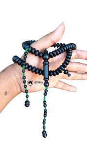 Tasbih Kayu Galih Kelor Hitam Ukuran 6x10mm Isi 100 Butir - Muslim - Putih