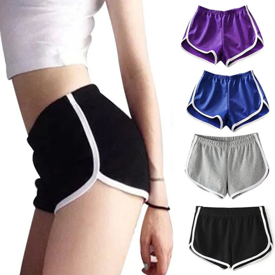 Short Fit Girls Korean Sports Shorts Elastic Waist Wide Leg Shorts