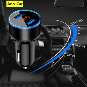 Car Charger 12v 24v Fast Charger usb Charger With 2 Port LED Display 12-24V Fast Charging Mobile Phone Charger