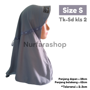 READY STOK !!! JILBAB INSTAN PITA SAMPING SERUT ASTRI KERUDUNG SEKOLAH ANAK TK SD SMP SMA DEWASA WARNA ABU-ABU MUDA HIJAB DAILY