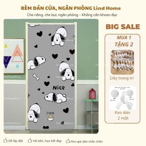 Rèm dán ngăn cửa chính cửa sổ Lind Home che nắng cản sáng ngăn phòng chống bụi tặng kèm phụ kiện