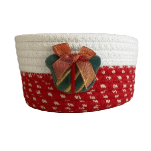 CHANBAEK Multifunctional Christmas Storage Basket Cotton Rope Woven Santa Claus Candy Storage Basket Eco-Friendly Gift Box Organizer Xmas Present