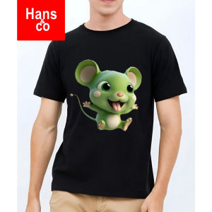 Kaos 3 dimensi pria motif animasi green mouse tshirt oblong katun 24s H040 by hans  co