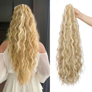 ARTMU โอมเบร วิกผมแบบคลิปหนีบหางม้า ดัดผมข้าวโพด ต่อผมม้า แฮร์พีซหางม้า ไฟเบอร์ทนความร้อน ธรรมชาติ หางม้าลอนยาว สำหรับผู้หญิง