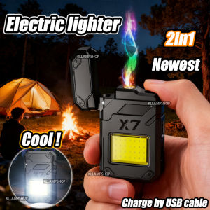 2in1 Lighter lamp for Camping emergency light USB rechargeable led lighter Outdoor waterproof led light with lighter