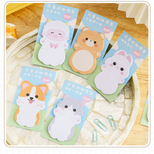 30 Sheets/book Sticky Notes Cute Cartoon Heart Creative Animal Note Stickers