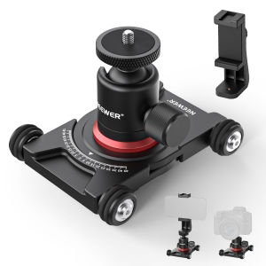 NEEWER Camera Slider Dolly with Ball Head & Phone Clamp 4 Wheeled Tabletop Dolly Manual Skater with 360° Panorama