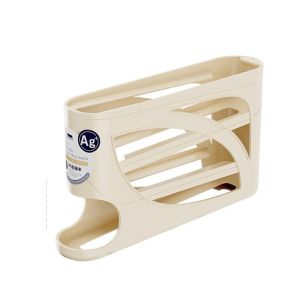 OKDEALS01 Anti-Drop 4-Tier Automatic Rolling Egg Rack Plastic Fresh-Keeping Fridge Egg Dispenser Practical Large Capacity Egg Holder for Kitchen