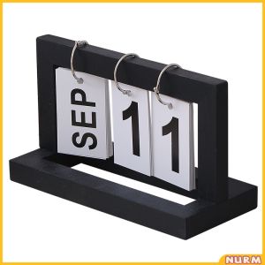 Nurm Desk Calendar Wooden Home Decoration Simple Style Room Decoration Creative Desktop Calendars Black