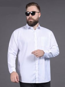 เสื้อแขนยาว12XL 10XL ผู้ชายเสื้อสีขาวมีปกทรงหลวมธุรกิจลำลองขนาดใหญ่สุดๆสำหรับผู้ชาย