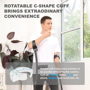 ไม้เท้าแขนแบบปรับได้ตามหลักสรีรศาสตร์ ไม้เท้าข้อศอกพับได้และปรับความสูงได้พร้อมที่จับแม่เหล็กสำหรับการรองรับผนัง ฐานกันลื่น เครื่องช่วยเดินสำหรับ