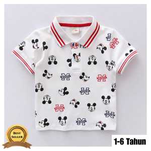Kaos Kerah Polo Anak Laki-Laki Impor Lengan Pendek Motif Lucu #1 Usia 18 Bulan - 6 Tahun Bahan Katun Atasan Kaos Anak Cowok