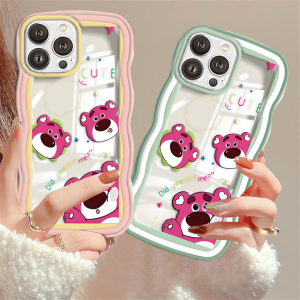 (Lokal Ready) Xinyu Casing hp iPhone 11 iPhone 14 Pro Max iPhone13 Pro Max 11 Pro Max iPhone 12 XR XS MAX iPhone 6 6S 7 8 Plus SE 2020 Stroberi Kartun Penutup Pelindung Lembut Pinggiran Gelombang Warna-warni pola beruang Case
