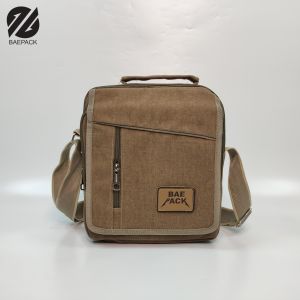 Tas Selempang Cowok Edwin Baepack / Tas Kanvas Pria Wanita / Tas Grosir bandung  / Cokelat Tua