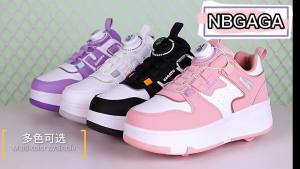 Students Childrens Girls Four Wheel Lightweight Sport Shoe Detachable Roller Skating Sneaker For Teenagers Boys Casual Walking