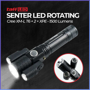 PENGIRIMAN CEPAT TaffLED Senter LED Rotating Zoom Cree T6 + 2 x XPE 1500 Lm KS 738 / senter terang jarak jauh led zoom 1500 lumens tahan lama 24 jam buat berburu malam camping jombo cas anti air super besar baterai