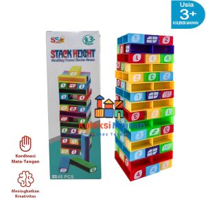 Mainan stack height balok susun stacko tower mini permainan keseimbangan anak block set